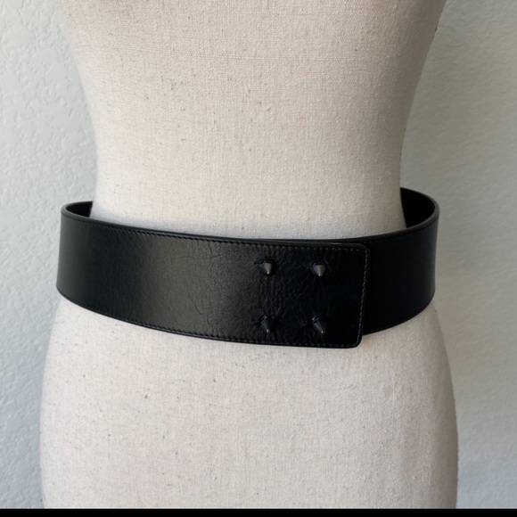 AllSaints Cufflink Leather Studded Belt Size Large